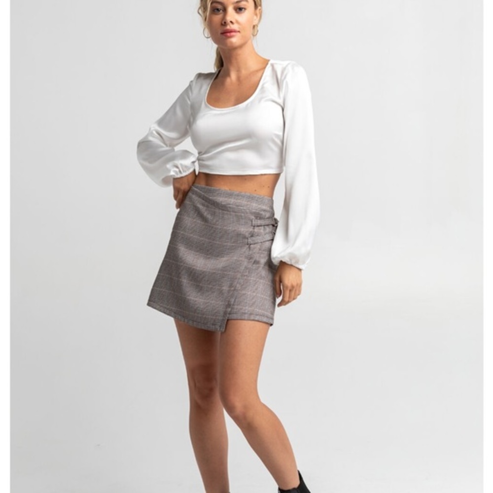 West of Melrose Buckled Plaid Skirt